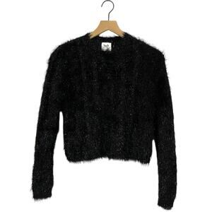 NWT TACH Clothing Helga Fuzzy Cropped Cardigan - Black - Small